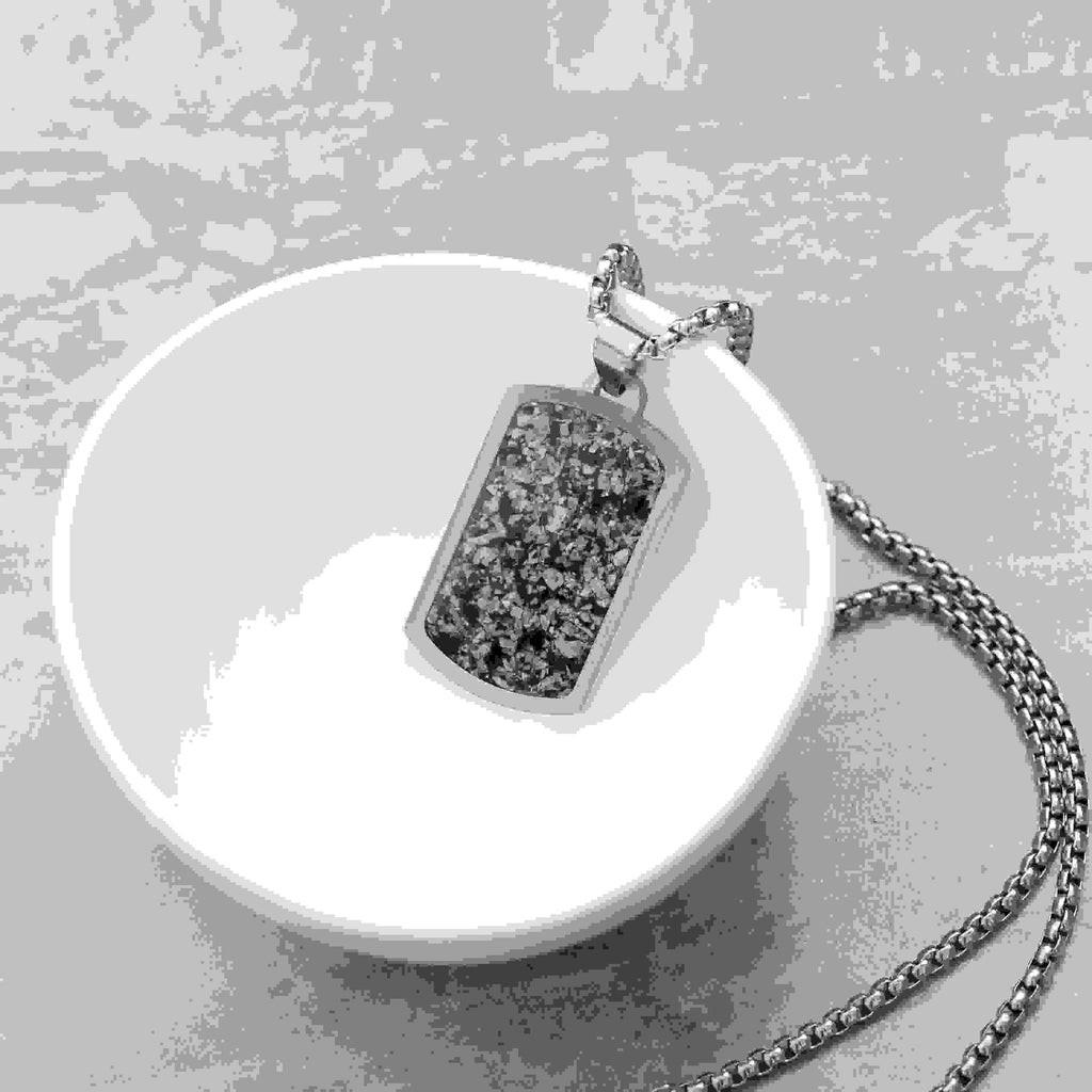 Personalised Men's Snowflake Obsidian Dog Tag Necklace