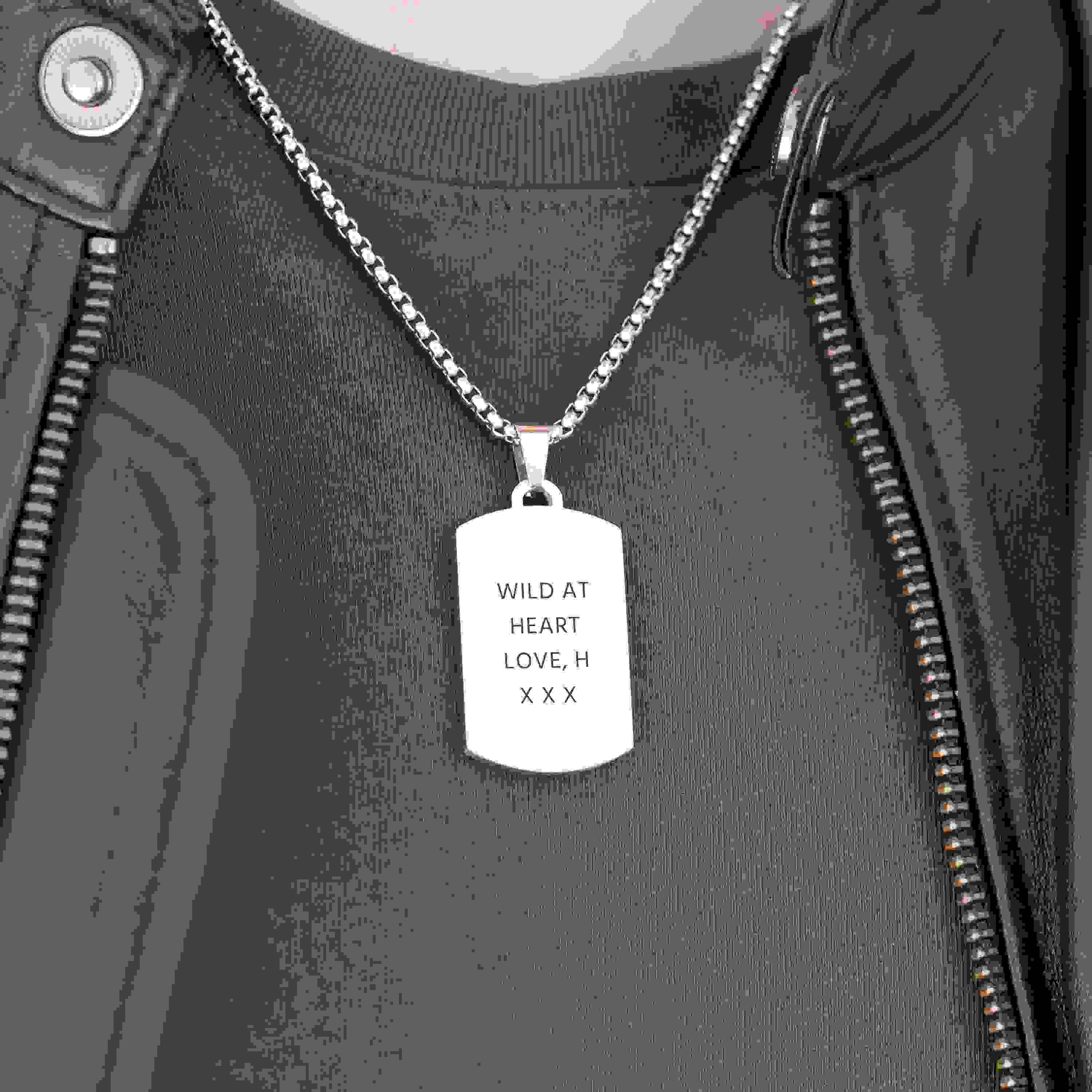 Personalised Men's Snowflake Obsidian Dog Tag Necklace