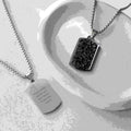 Personalised Men's Snowflake Obsidian Dog Tag Necklace