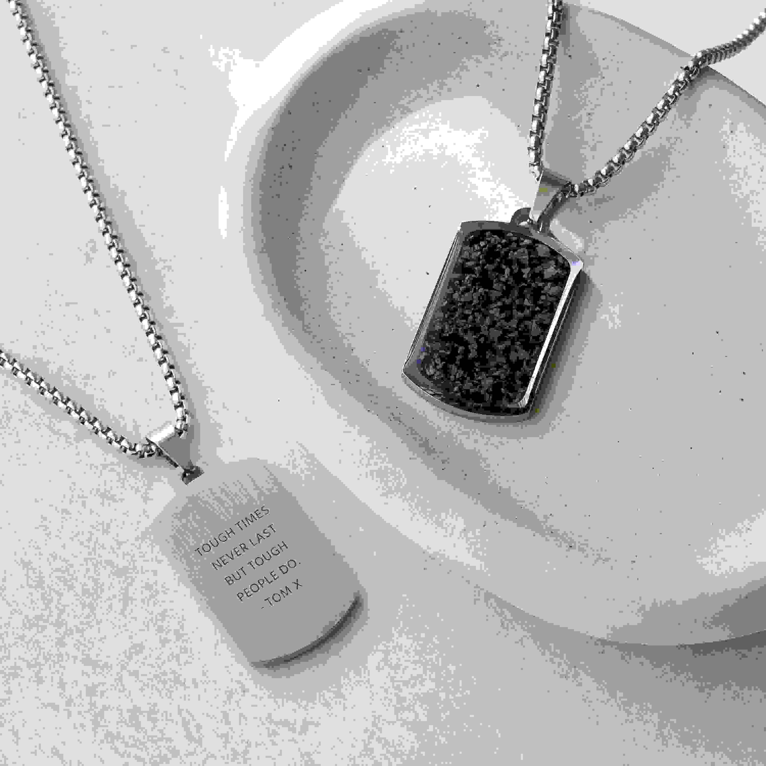 Personalised Men's Snowflake Obsidian Dog Tag Necklace
