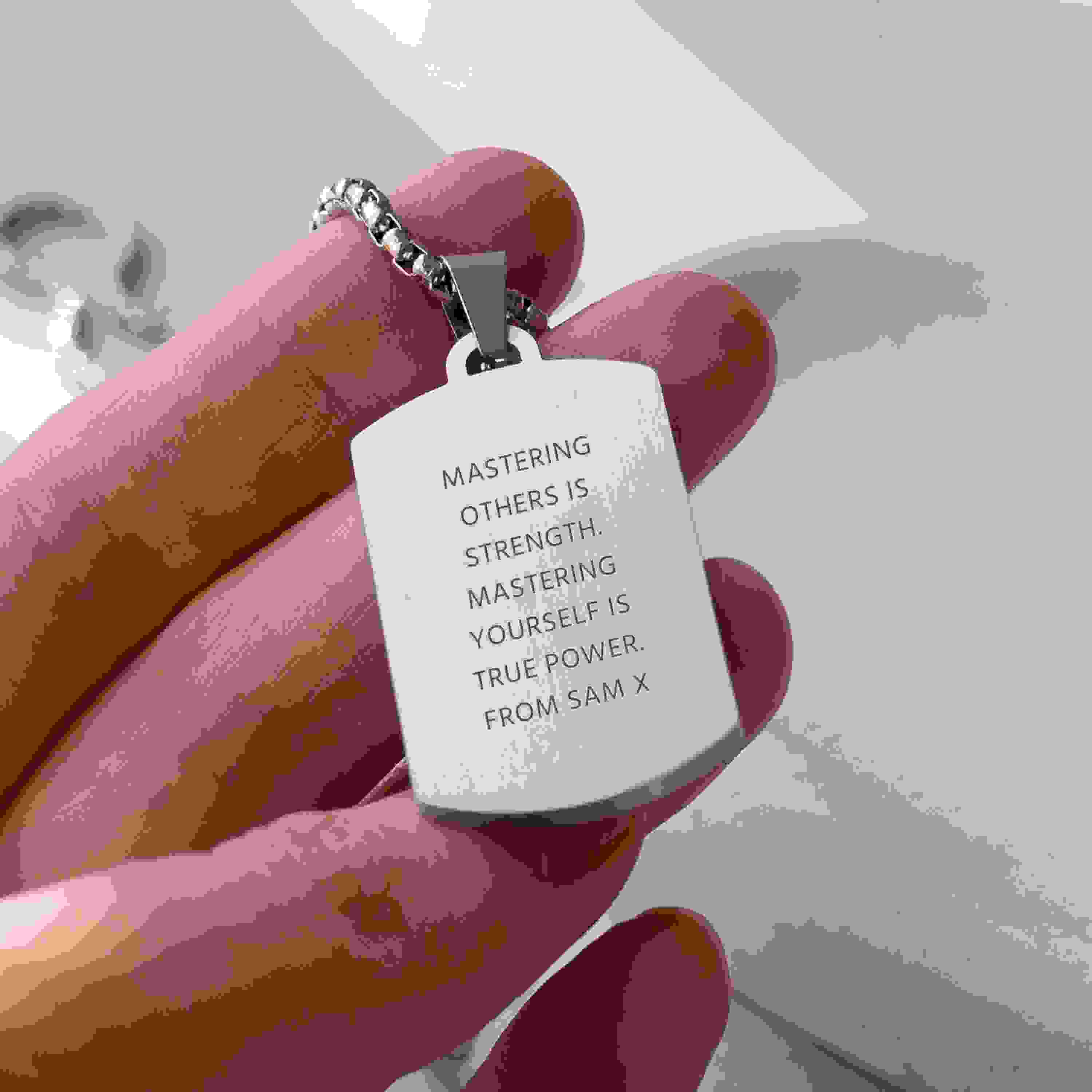 Personalised Men's Snowflake Obsidian Dog Tag Necklace