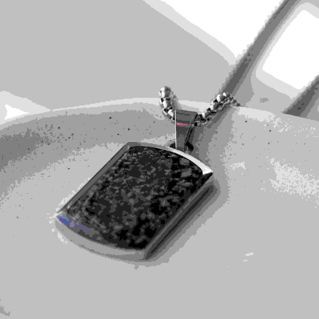 Personalised Men's Snowflake Obsidian Dog Tag Necklace