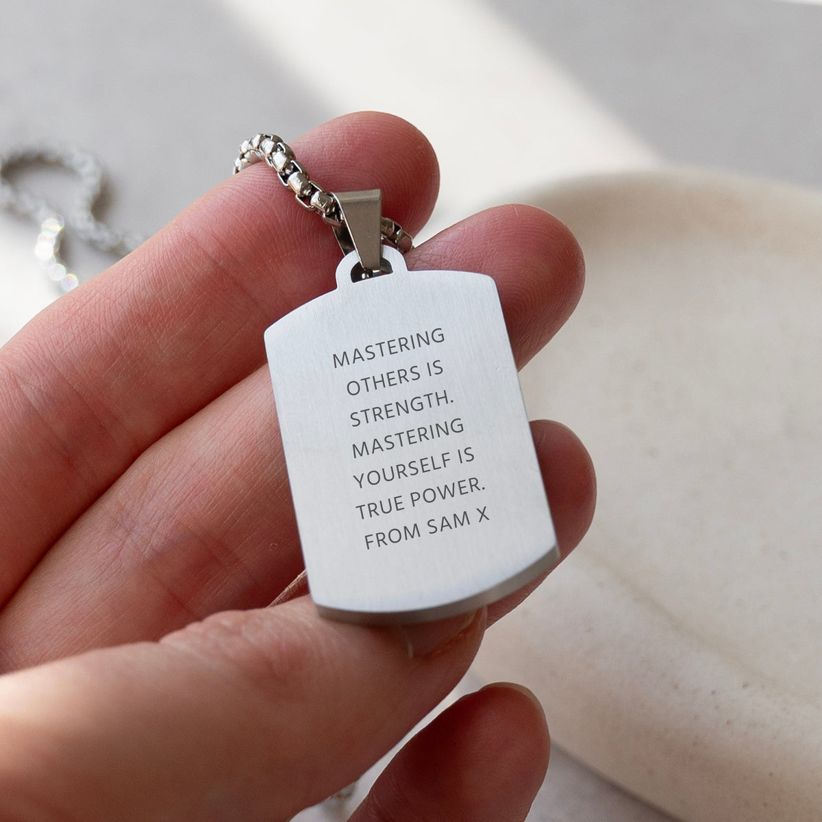 Personalised Men's Blue Turquoise Dog Tag Necklace