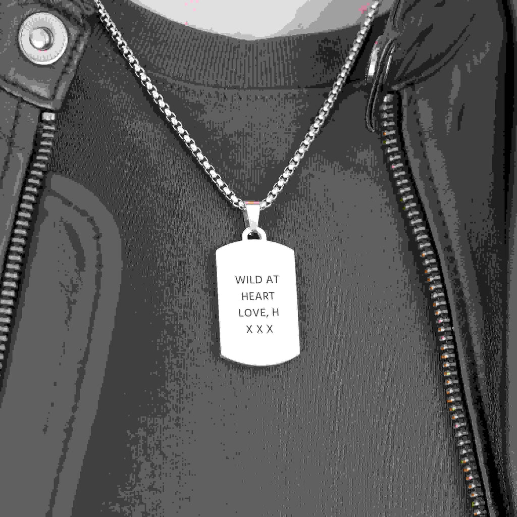Personalised Men's Tiger's Eye Dog Tag Necklace