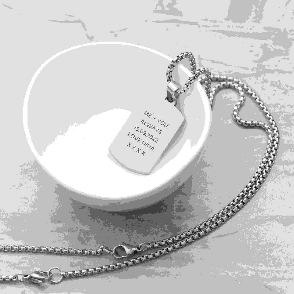 Personalised Men's Tiger's Eye Dog Tag Necklace