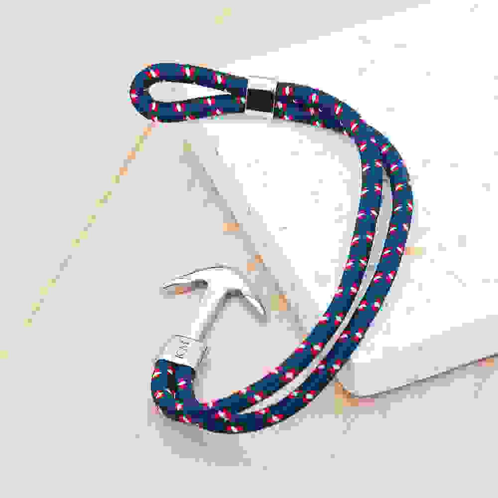 Personalised Men's Blue Rope Nautical Anchor Bracelet