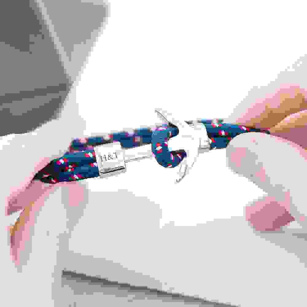 Personalised Men's Blue Rope Nautical Anchor Bracelet