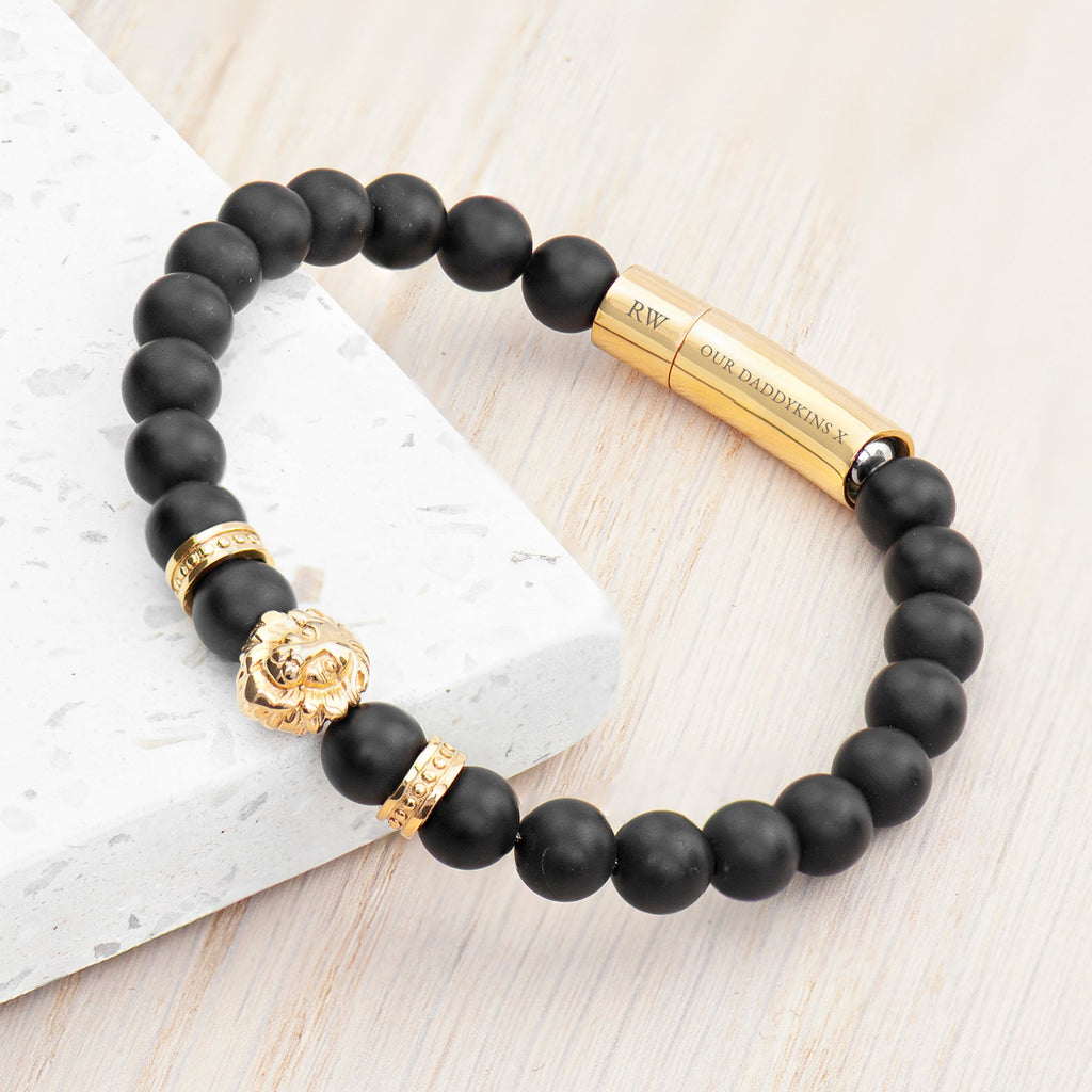 Personalised Men's Golden Lion Bracelet