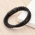 Personalised Men's Woven Duo Black Bracelet