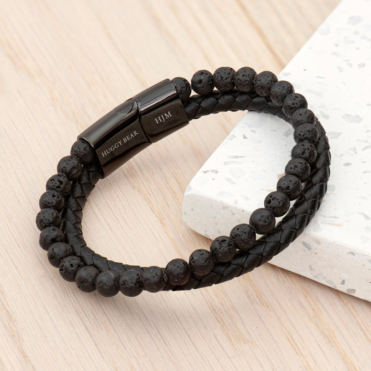 Personalised Men's Woven Duo Black Bracelet