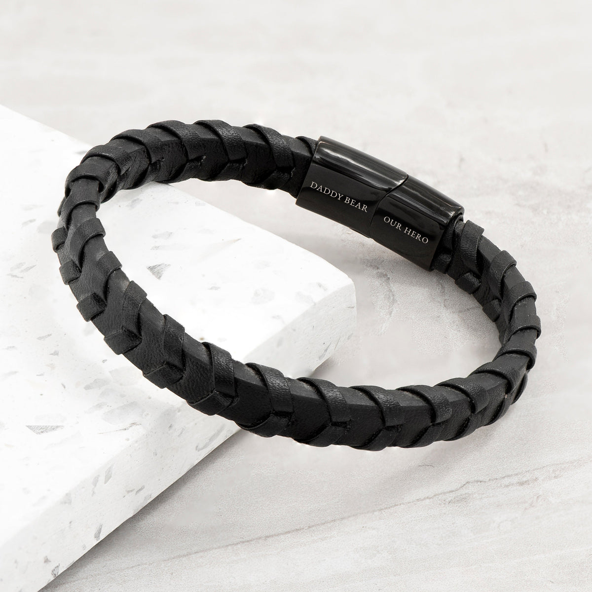 Personalised Men's Leather Chevron Bracelet