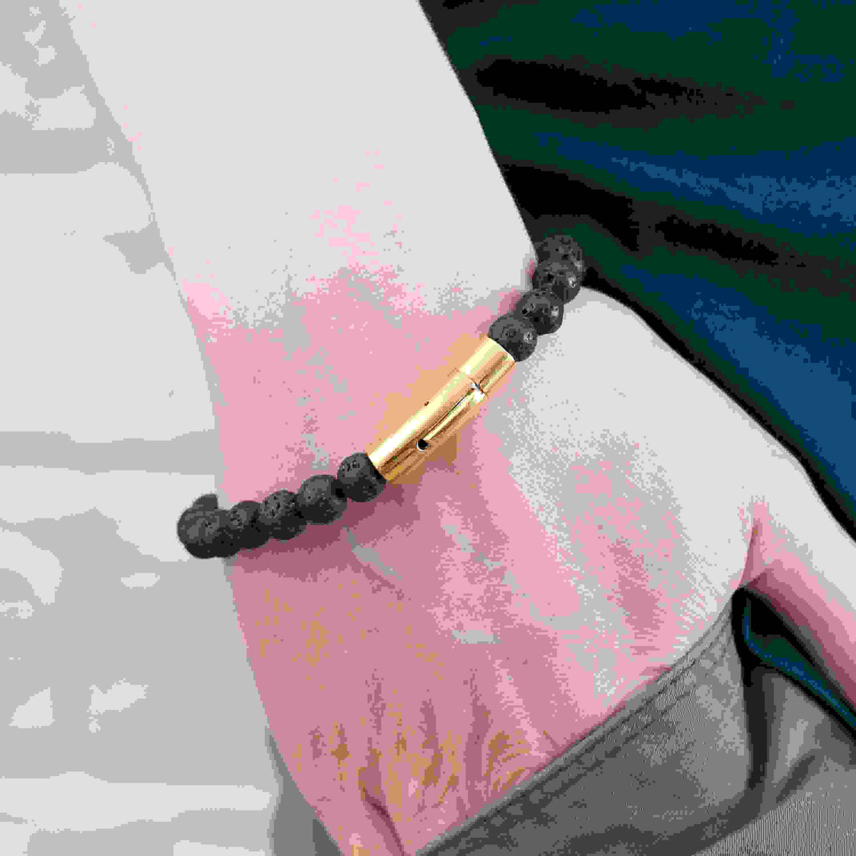 Personalised Men's Golden Skull Beaded Bracelet