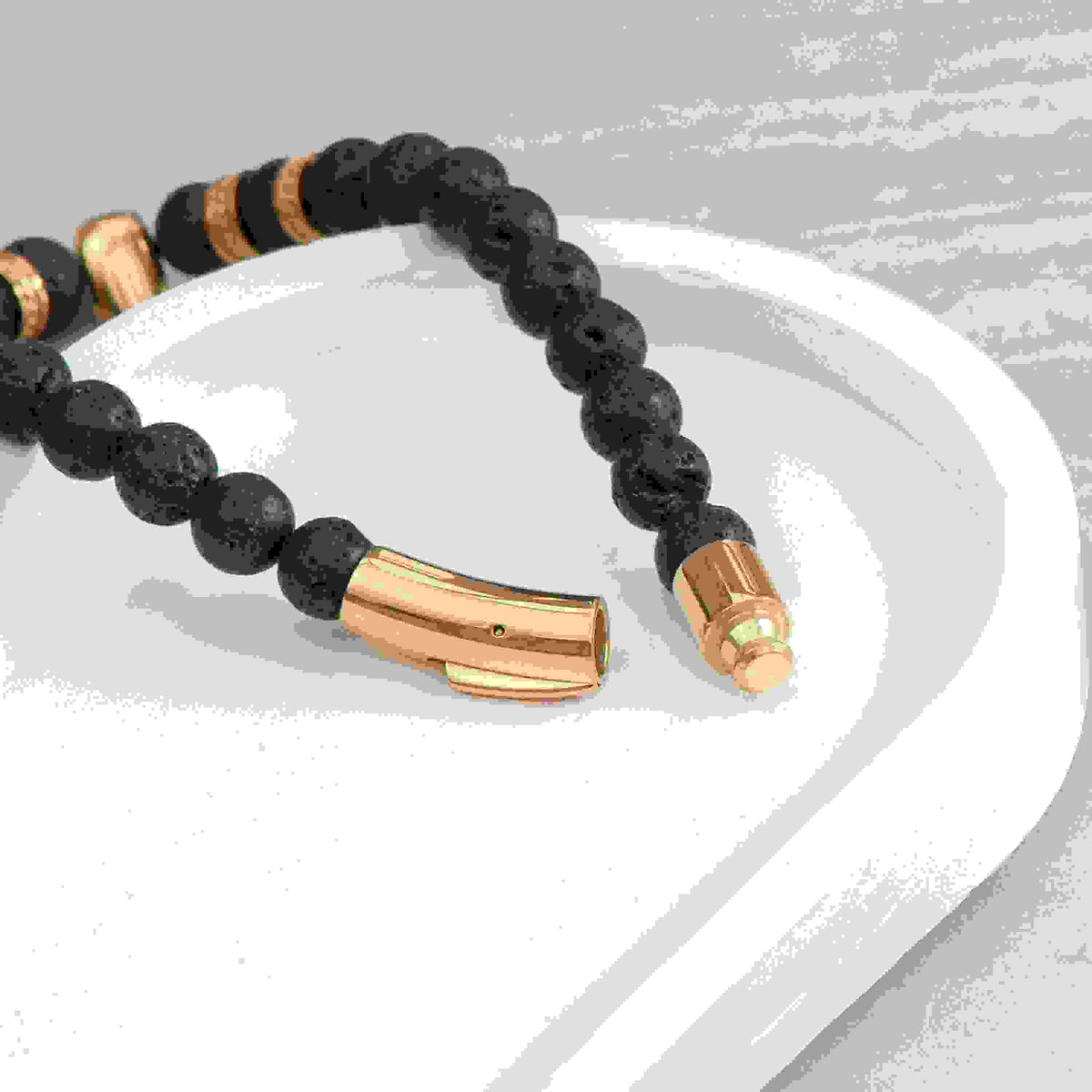 Personalised Men's Golden Skull Beaded Bracelet