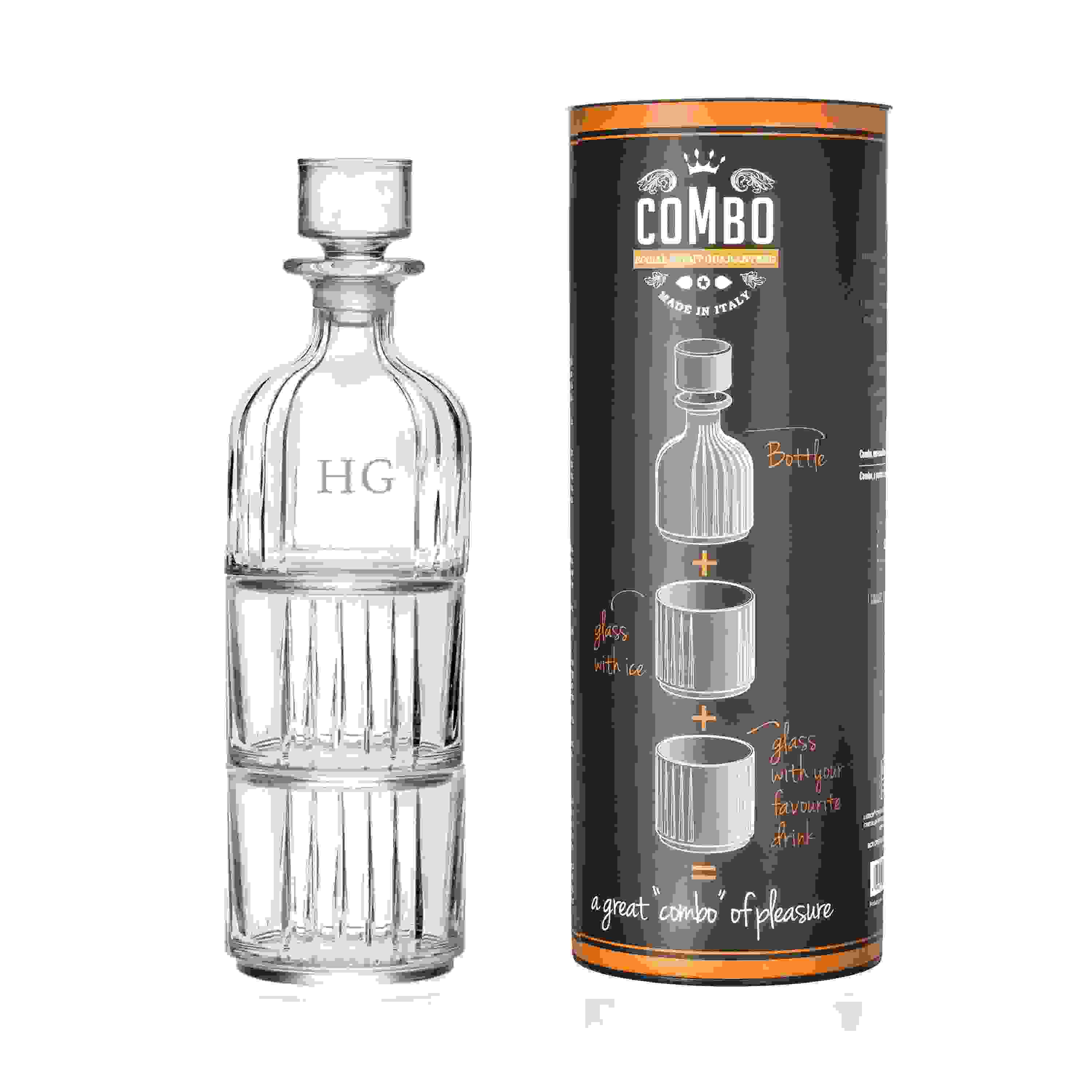 Personalised Stacking Whisky Decanter and Tumblers Set