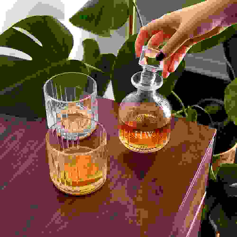 Personalised Stacking Whisky Decanter and Tumblers Set