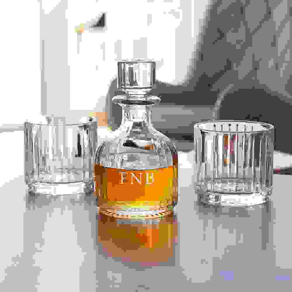 Personalised Stacking Whisky Decanter and Tumblers Set