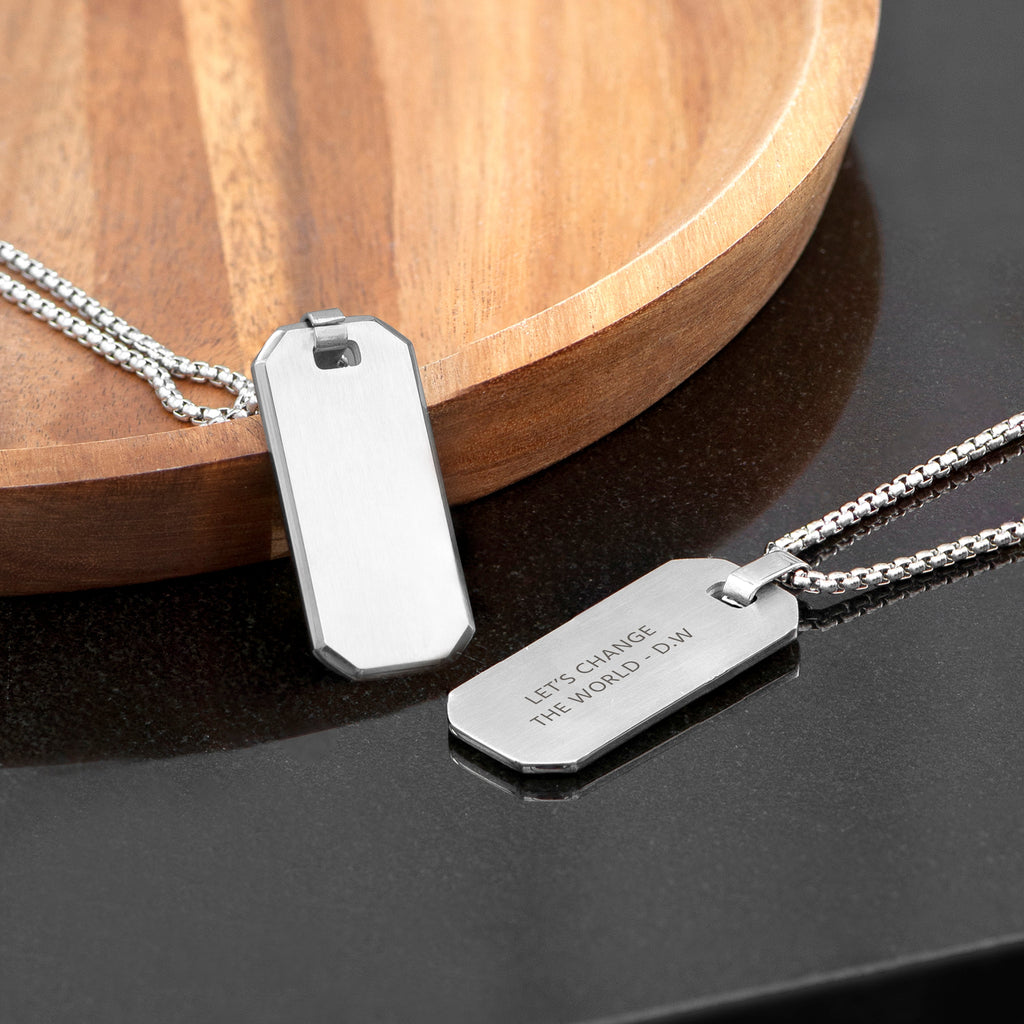 Personalised Men's Silver Dog Tag Necklace