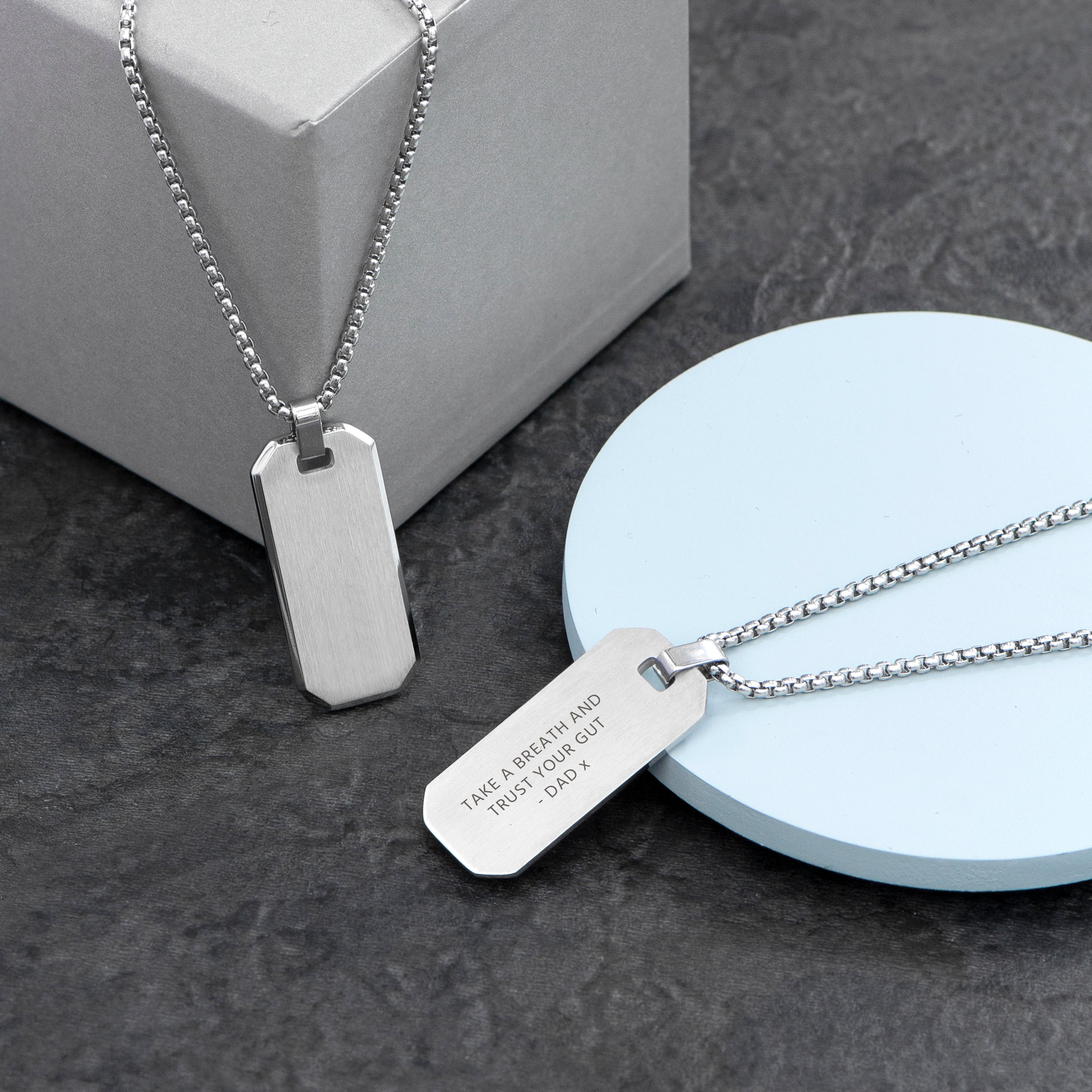Personalised Men's Silver Dog Tag Necklace