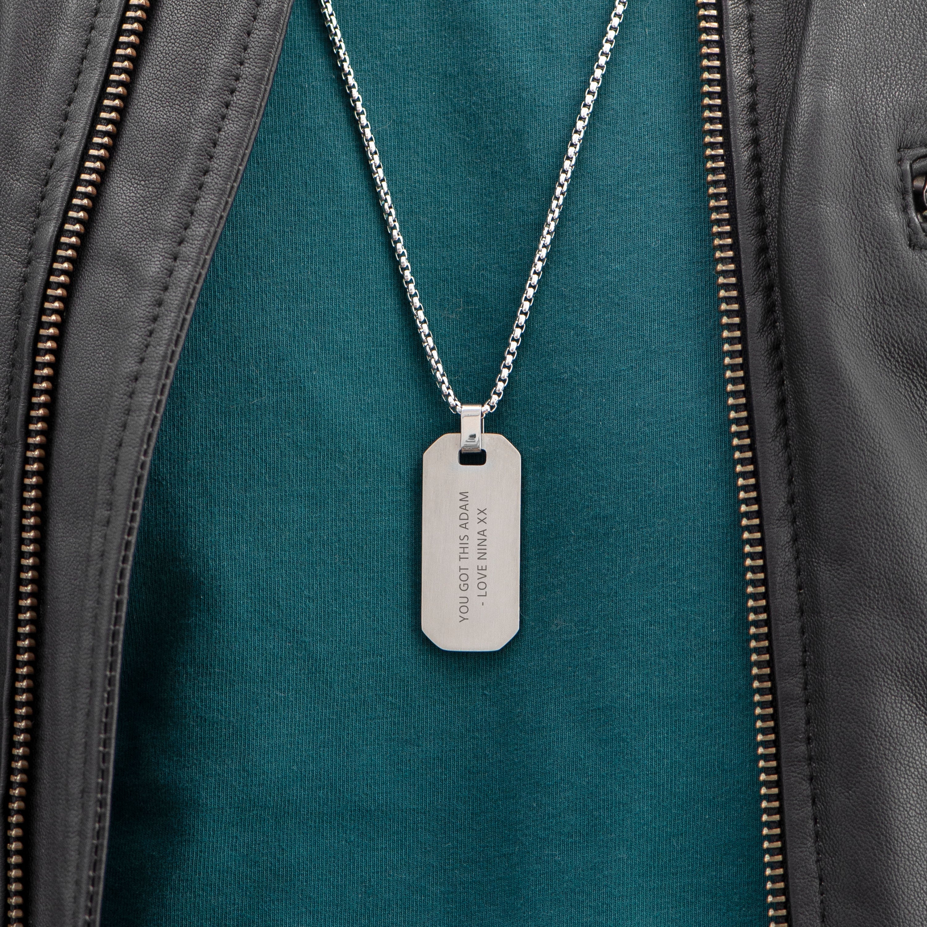 Personalised Men's Silver Dog Tag Necklace