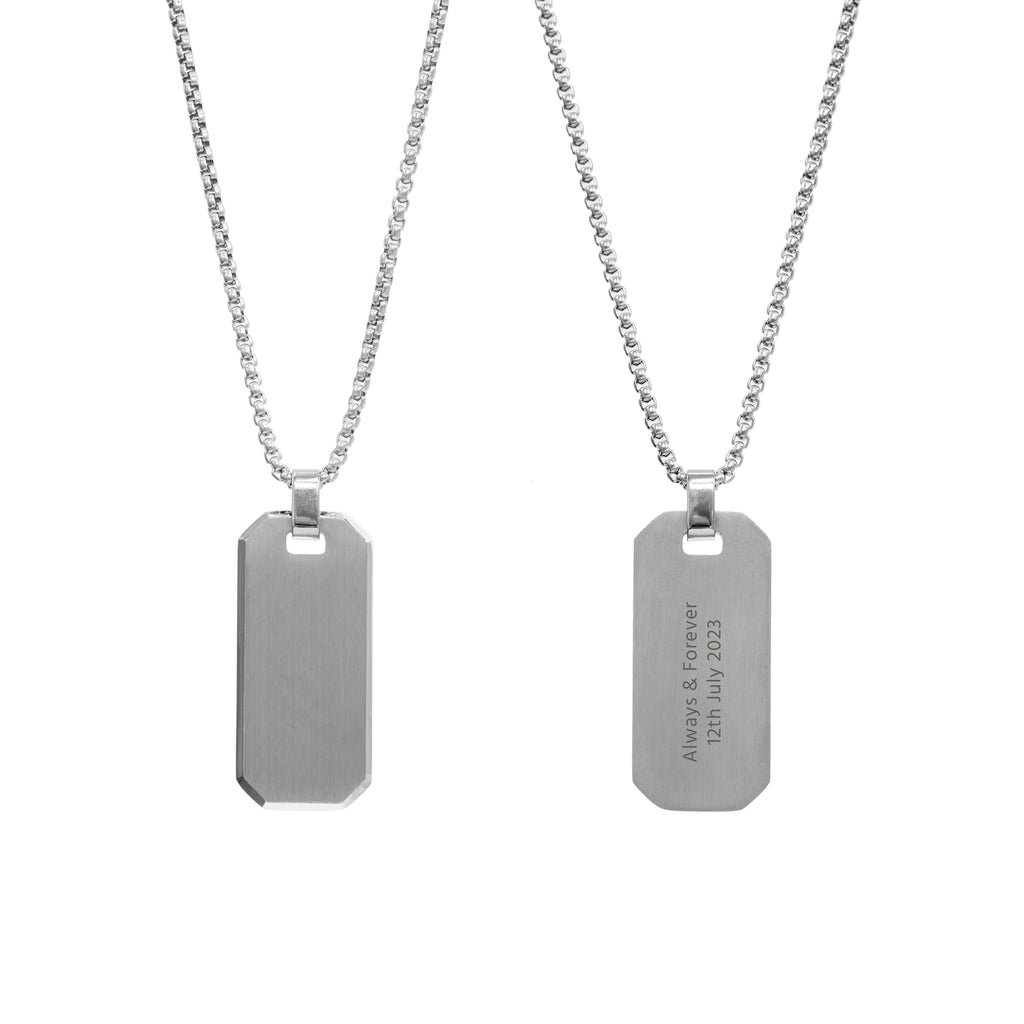Personalised Men's Silver Dog Tag Necklace