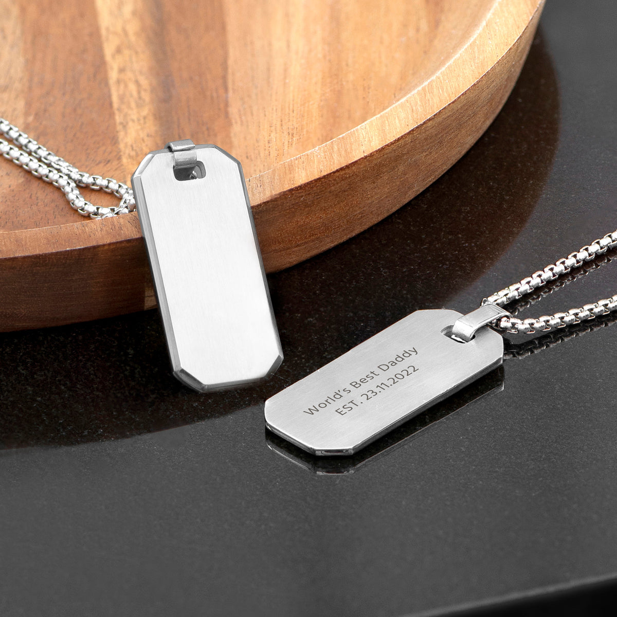 Personalised Men's Silver Dog Tag Necklace