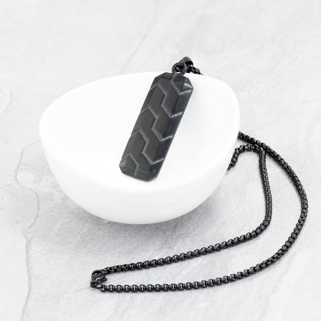 Personalised Men's Black Tyretread Necklace
