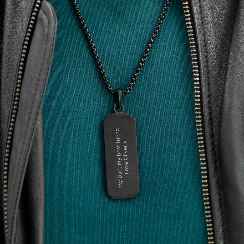 Personalised Men's Black Tyretread Necklace