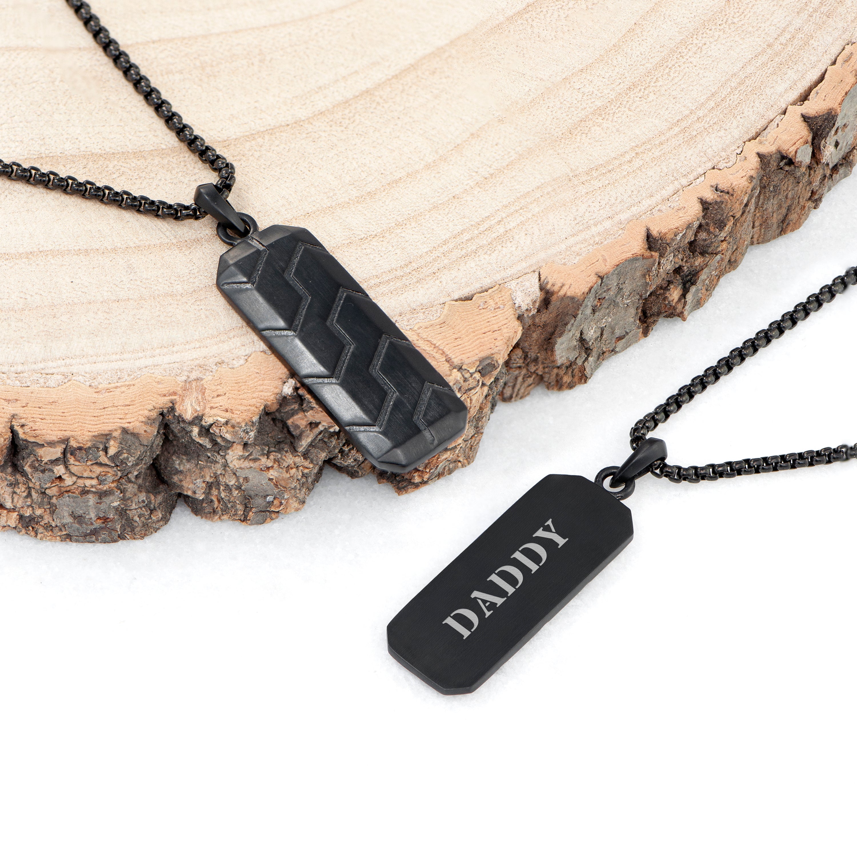 Personalised Men's Black Steel Dog Tag Necklace