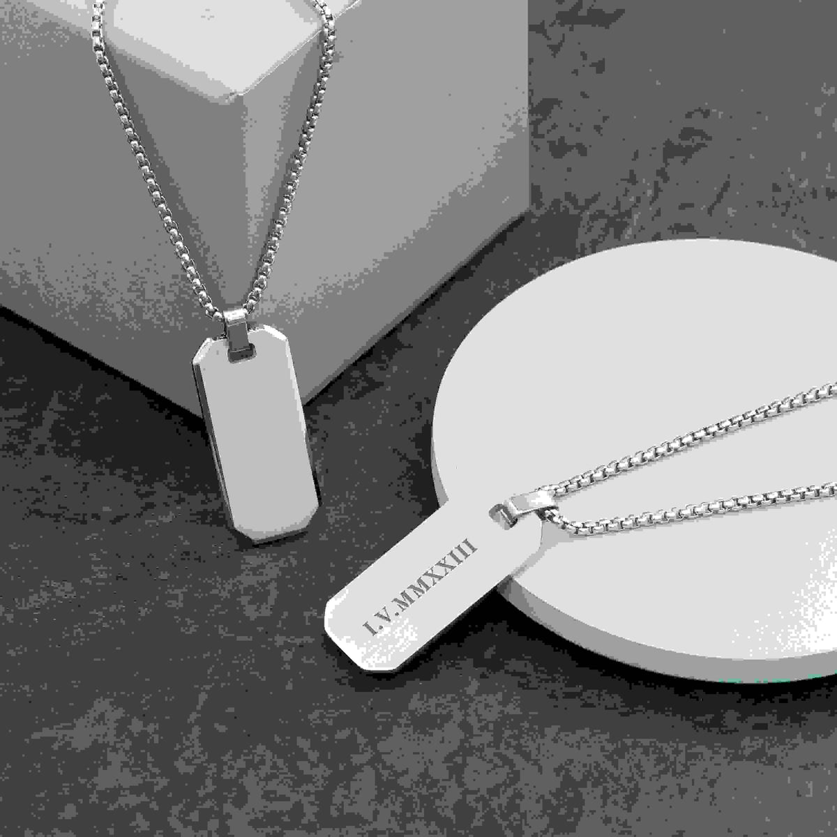 Personalised Men's Brushed Steel Dog Tag Necklace