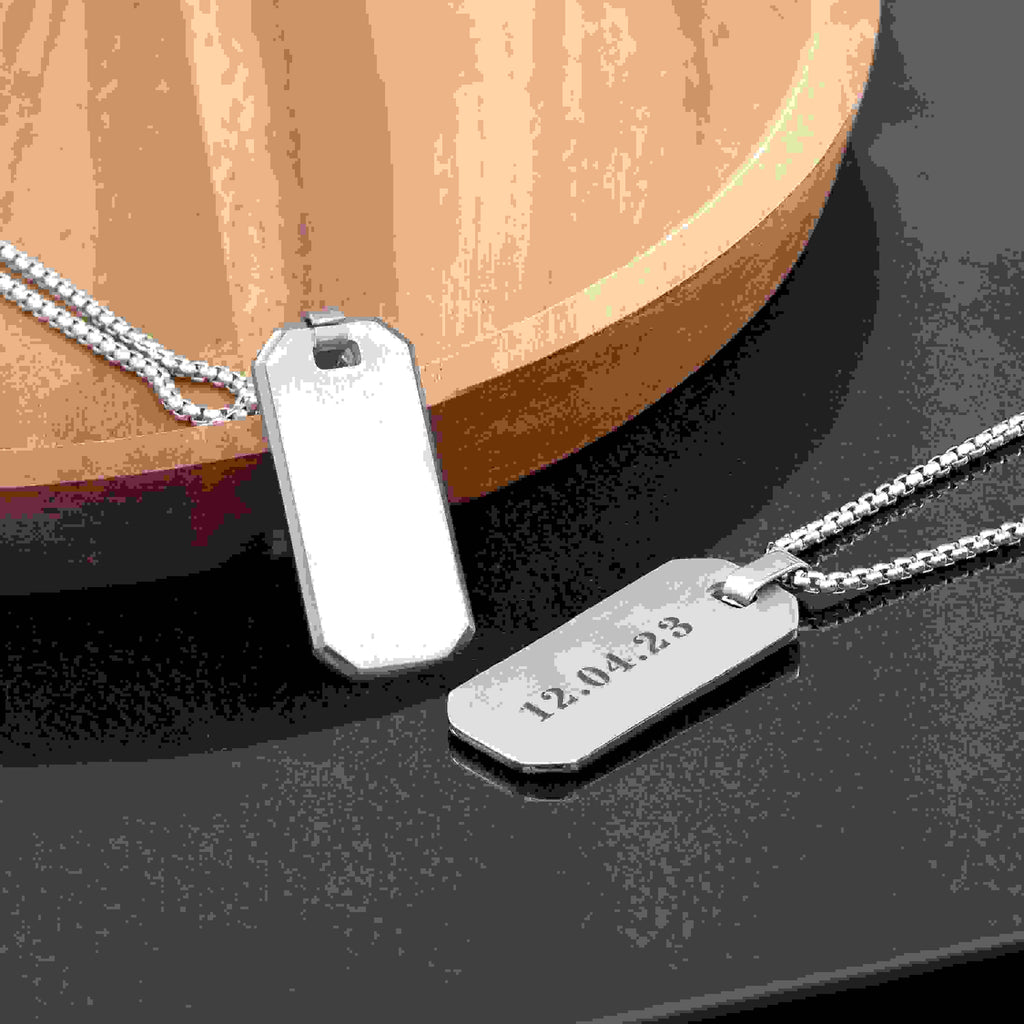 Personalised Men's Brushed Steel Dog Tag Necklace