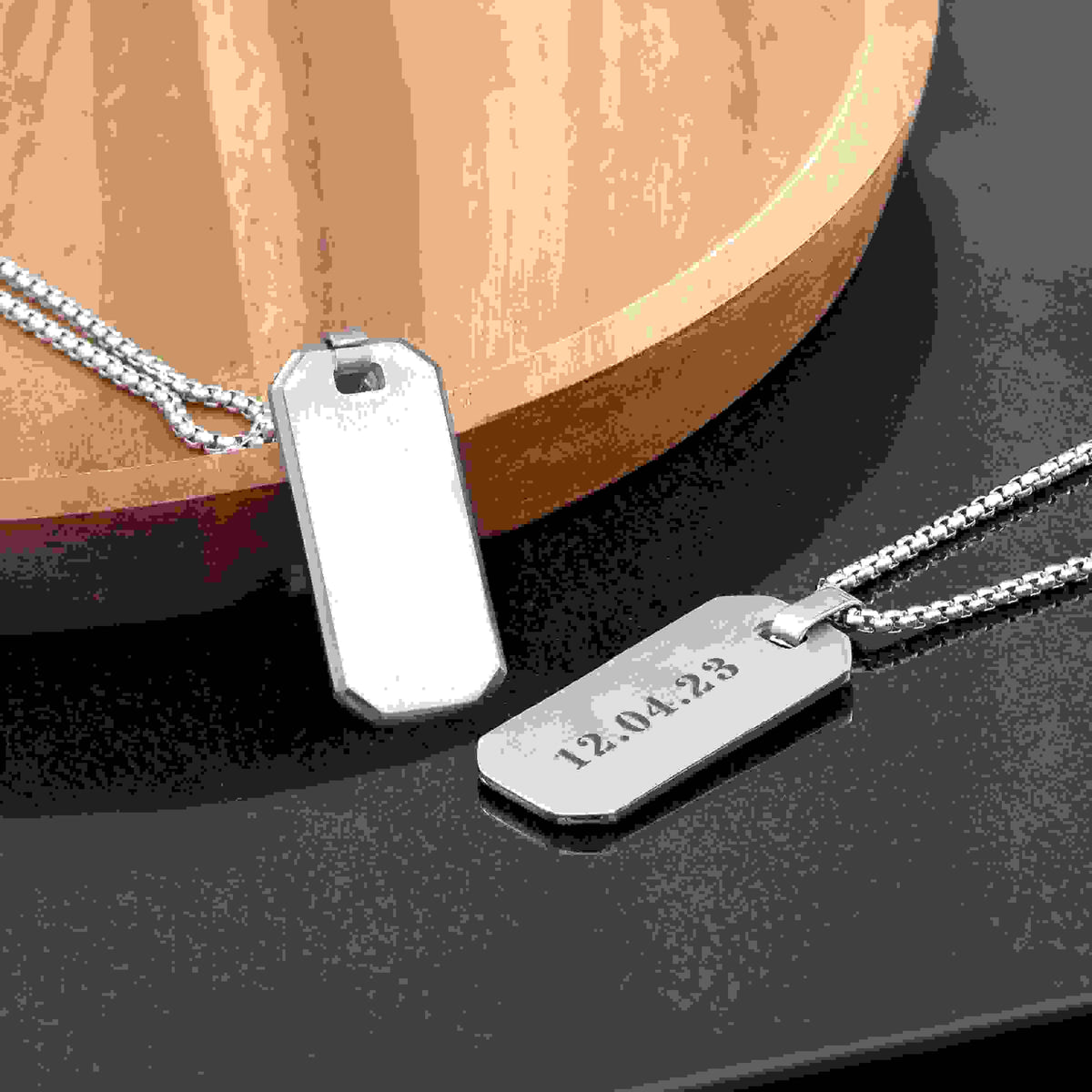 Personalised Men's Brushed Steel Dog Tag Necklace