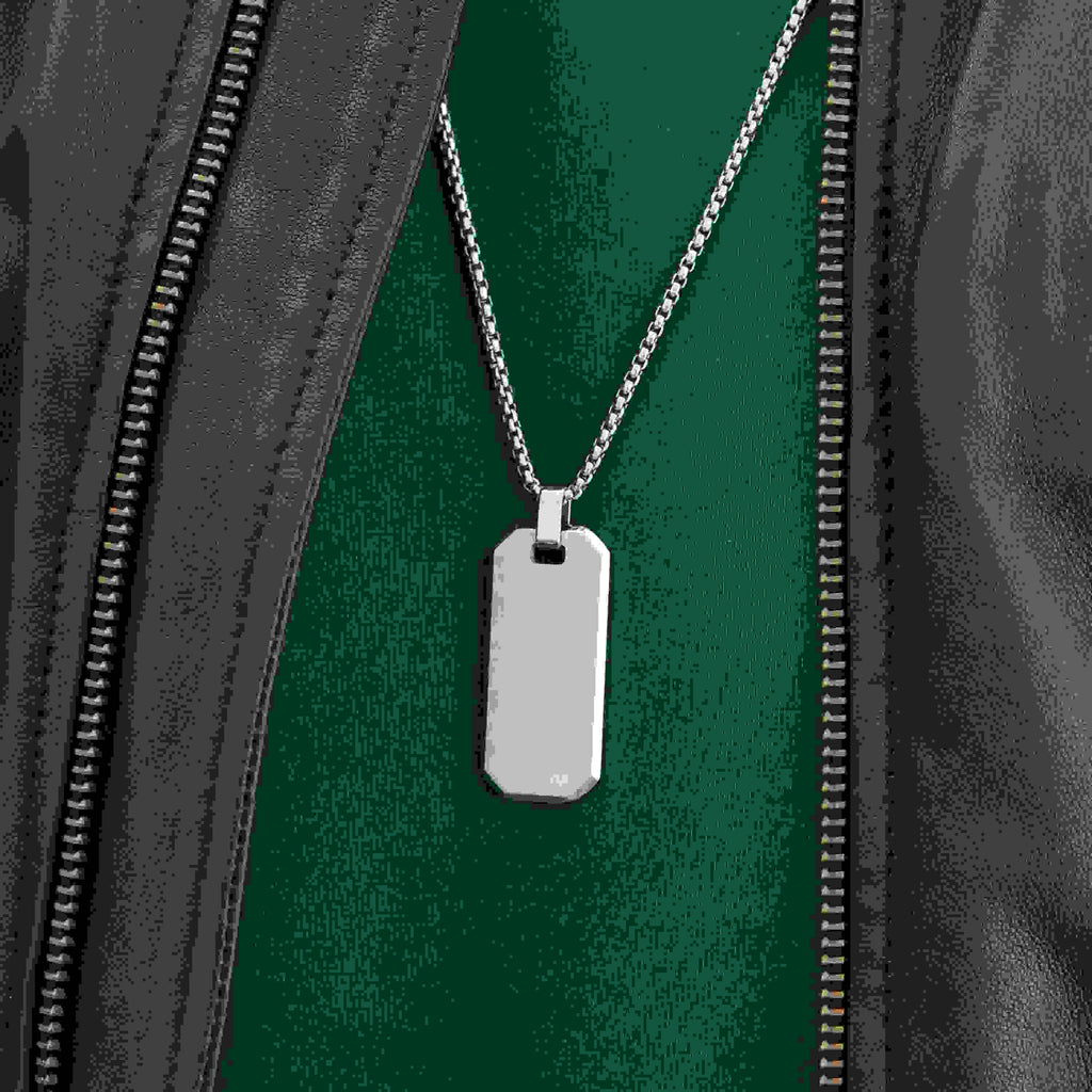 Personalised Men's Brushed Steel Dog Tag Necklace