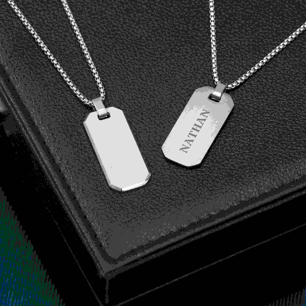 Personalised Men's Brushed Steel Dog Tag Necklace