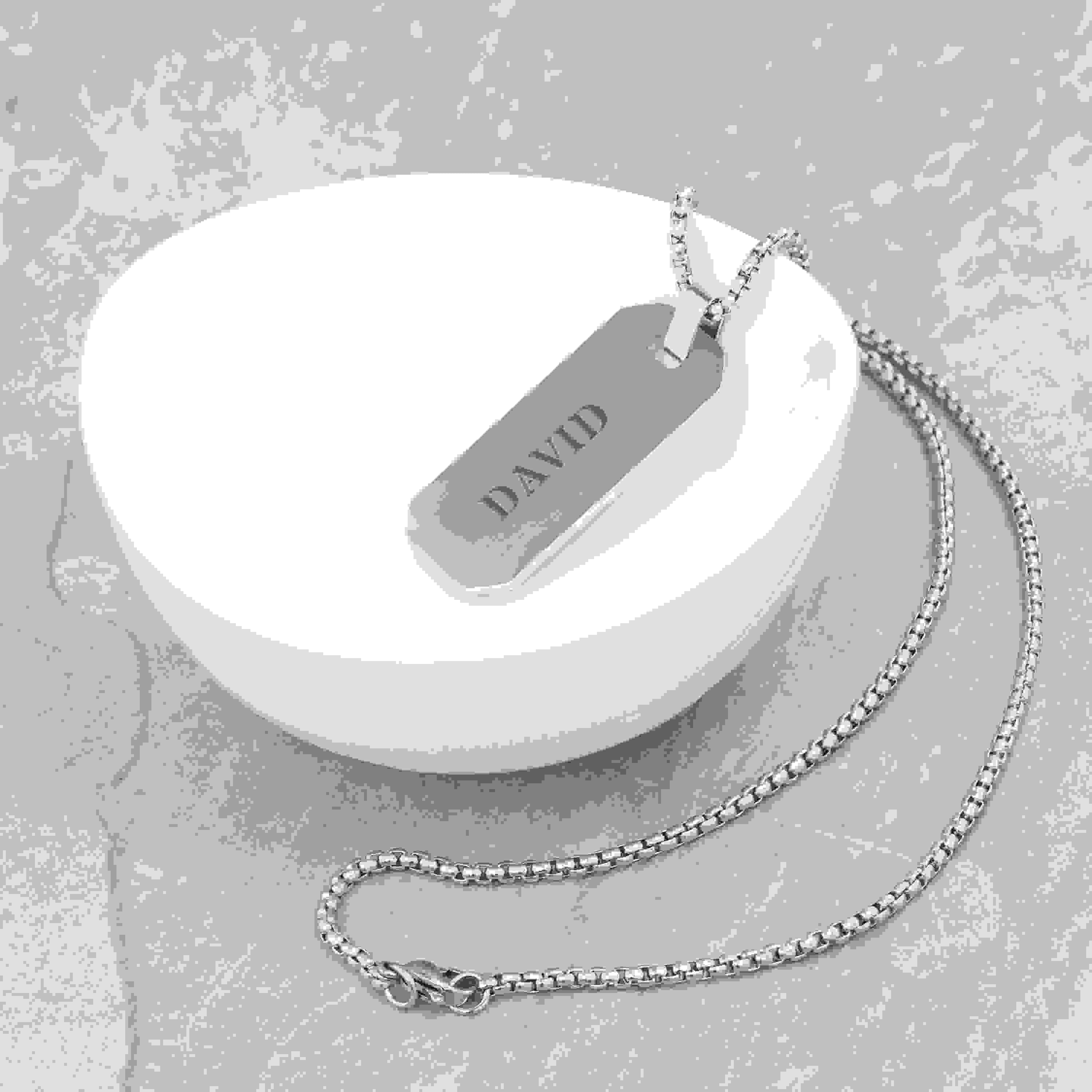 Personalised Men's Brushed Steel Dog Tag Necklace