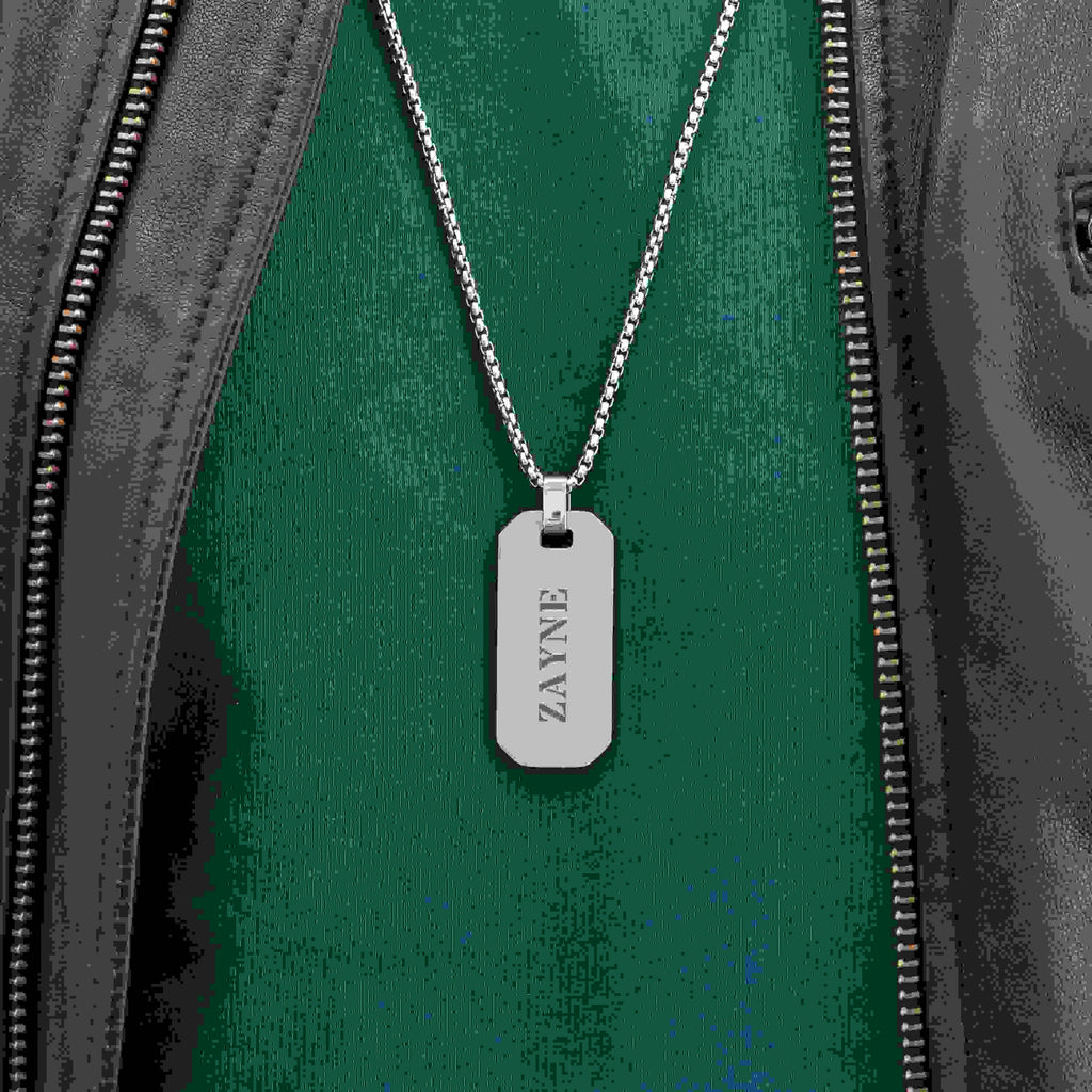 Personalised Men's Brushed Steel Dog Tag Necklace