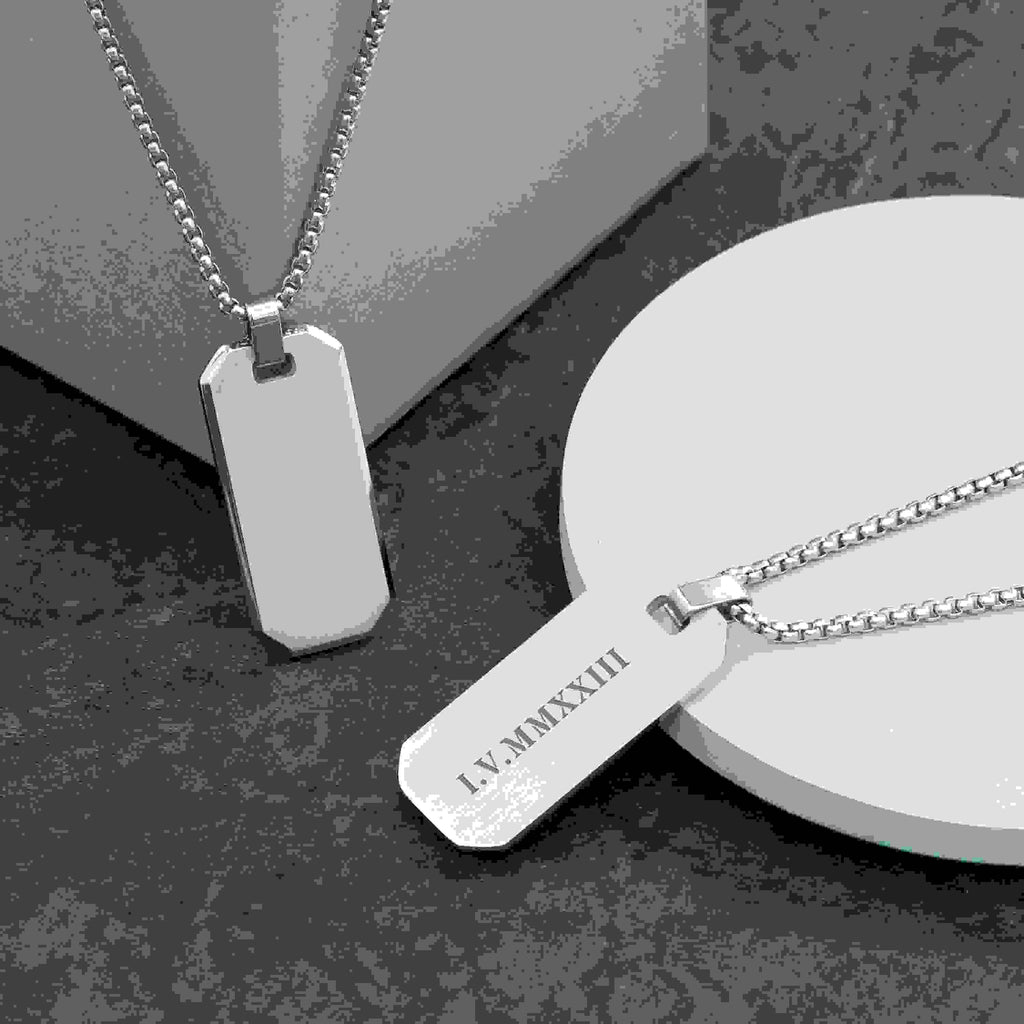 Personalised Men's Brushed Steel Dog Tag Necklace
