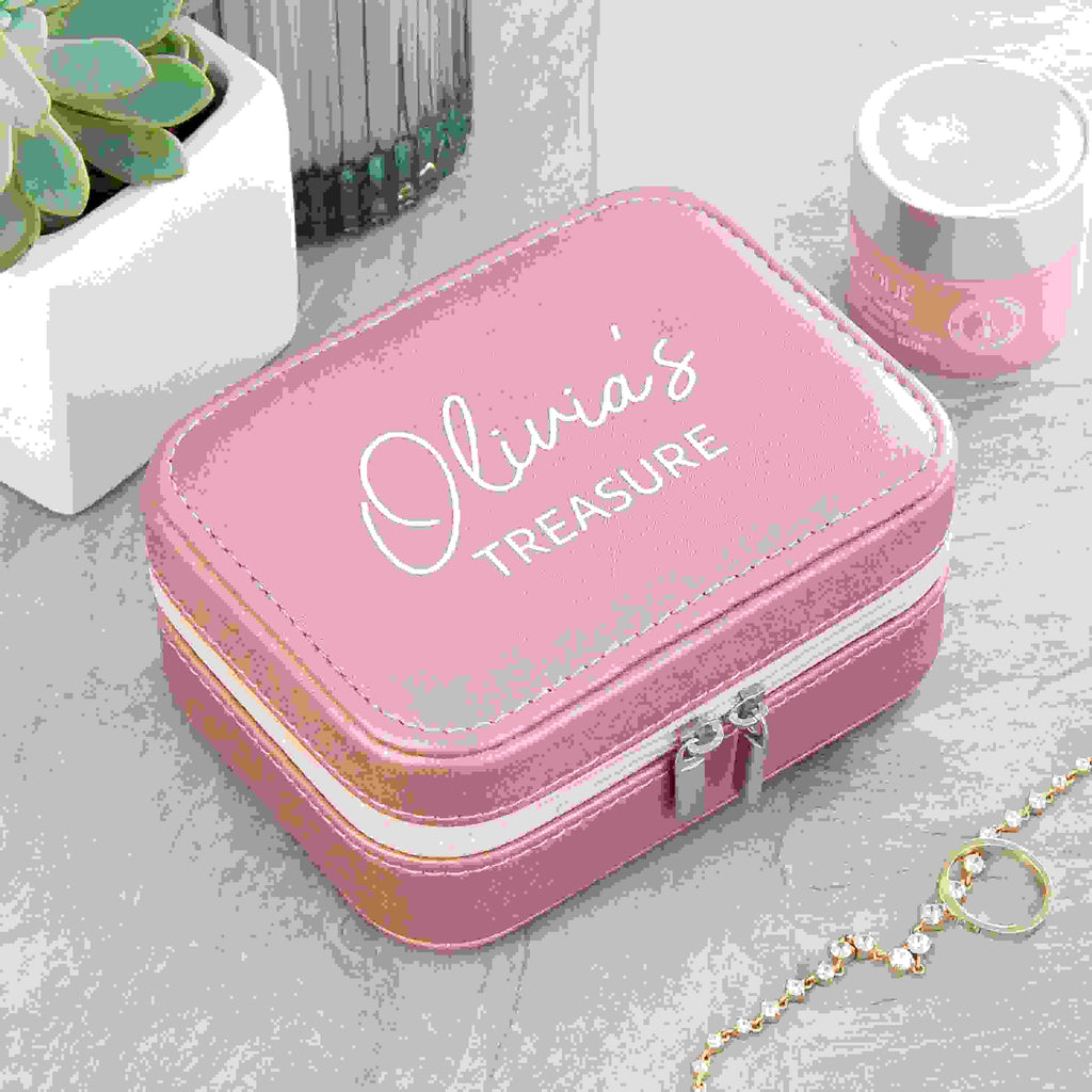 Personalised Sparkly Pink 'My Treasure' Jewellery Case
