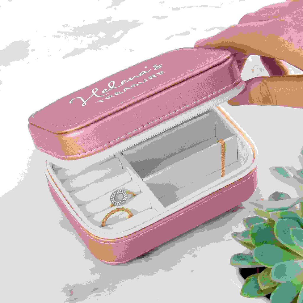 Personalised Sparkly Pink 'My Treasure' Jewellery Case