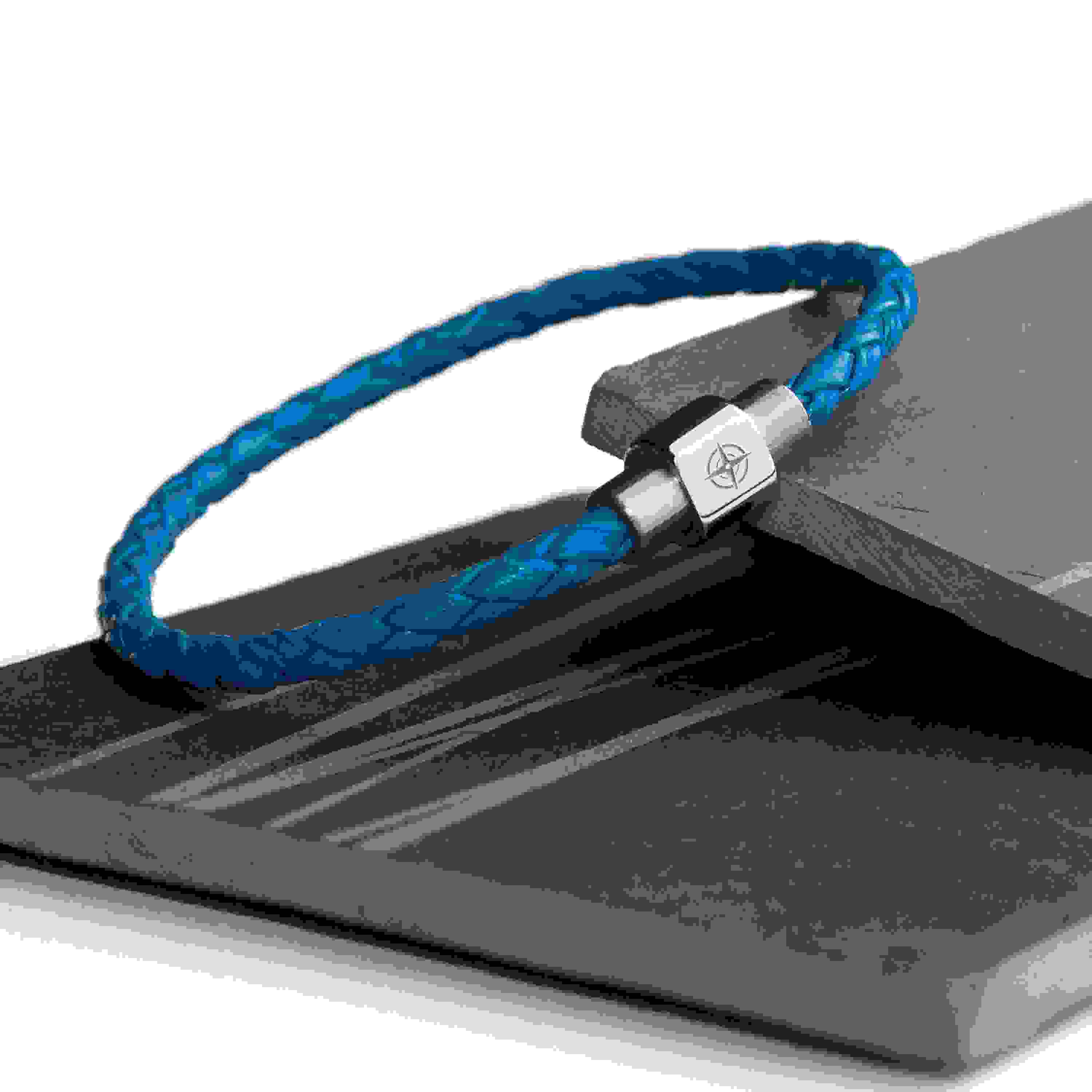 Personalised Men's Travel Compass Woven Leather Bracelet