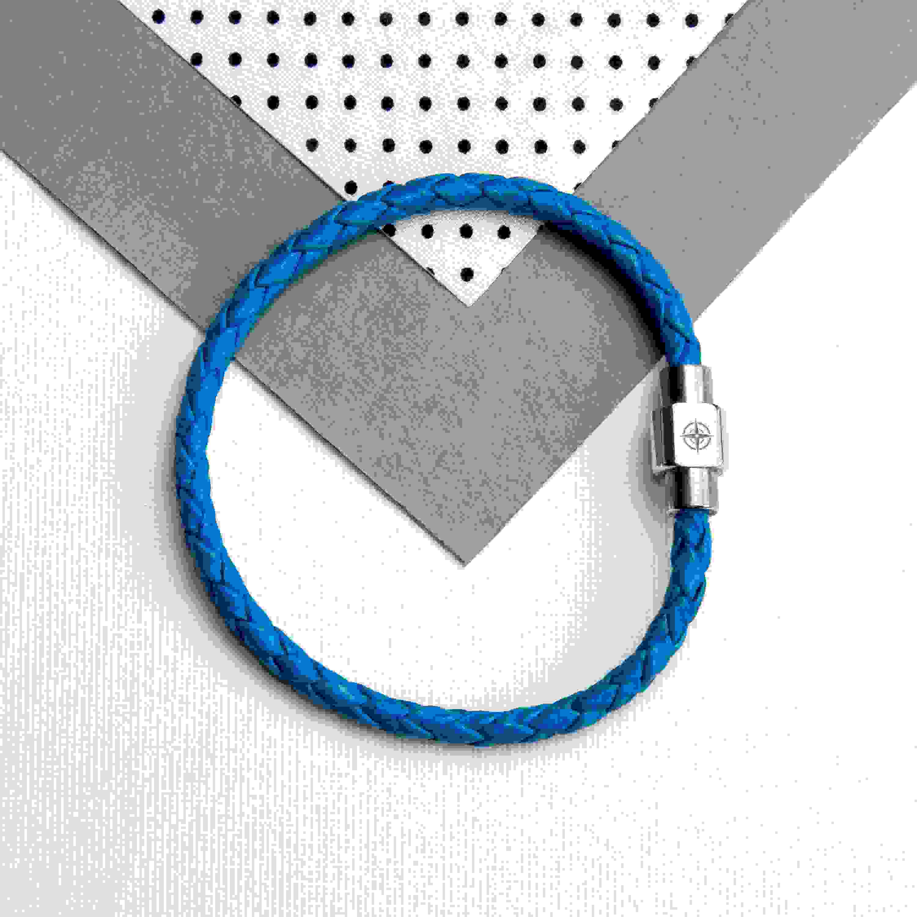 Personalised Men's Travel Compass Woven Leather Bracelet