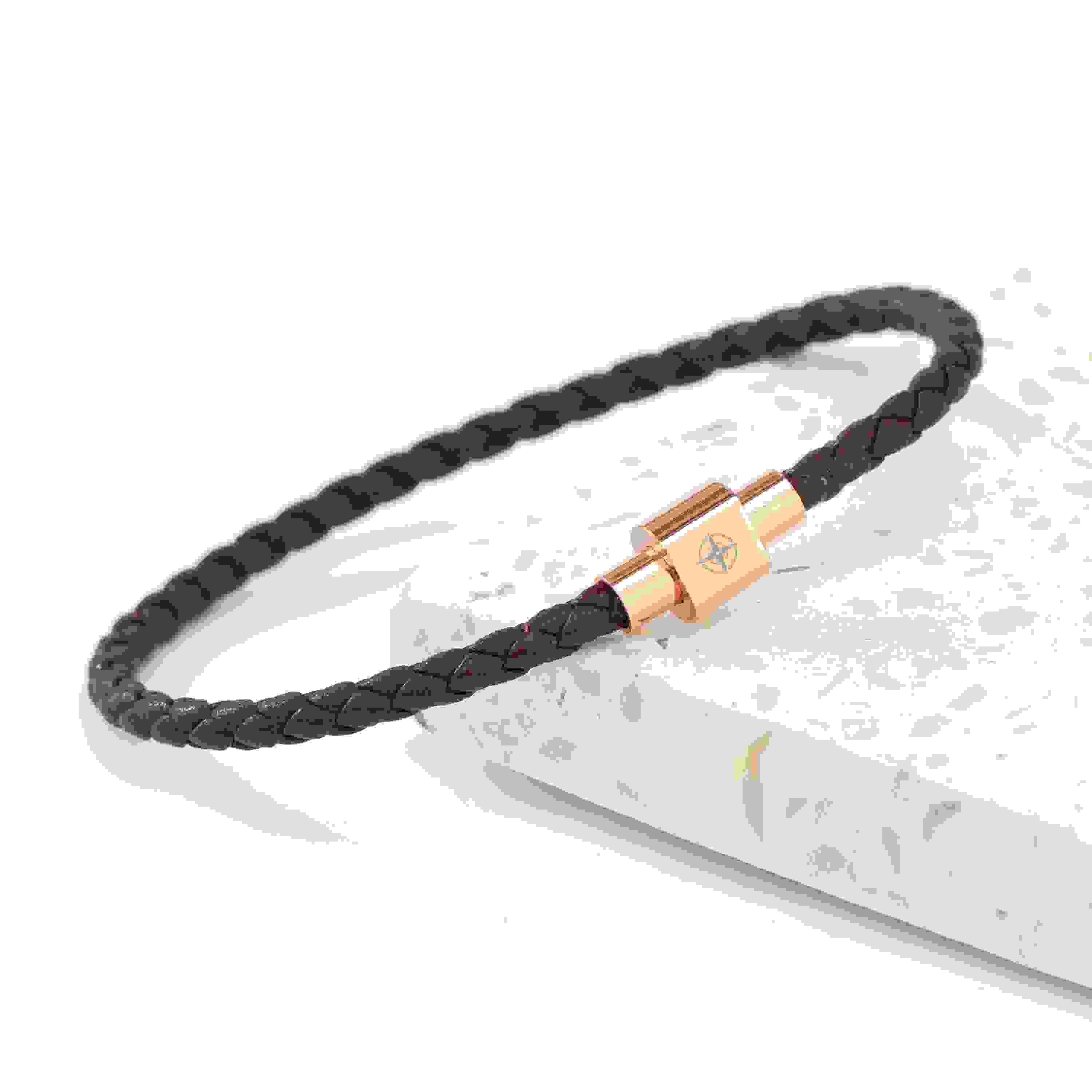 Personalised Men's Travel Compass Woven Leather Bracelet