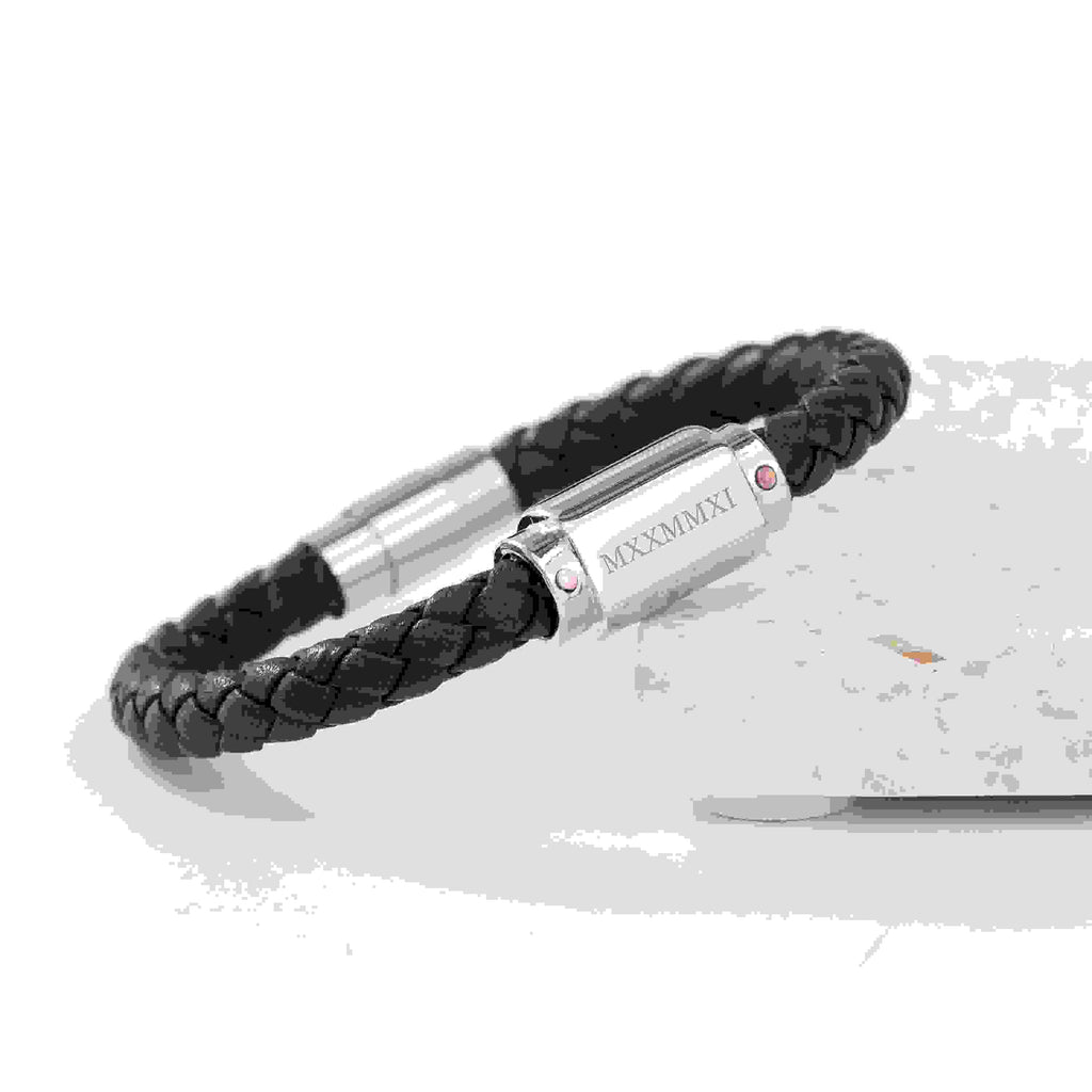 Personalised Men's Roman Numerals Luxury Brown Leather Bracelet