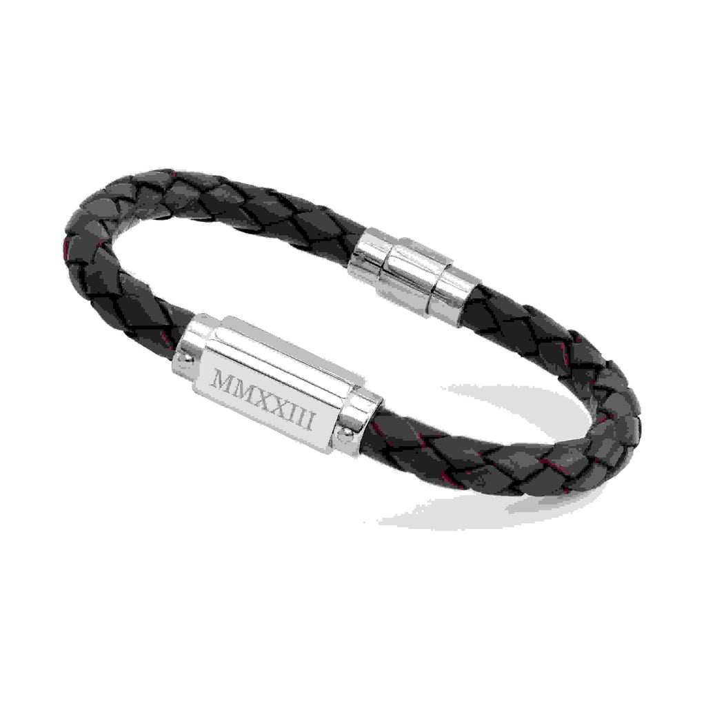 Personalised Men's Roman Numerals Luxury Brown Leather Bracelet