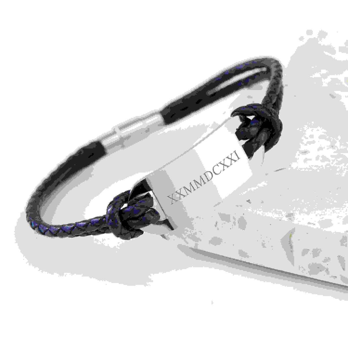 Personalised Men's Roman Numerals Statement Leather Bracelet