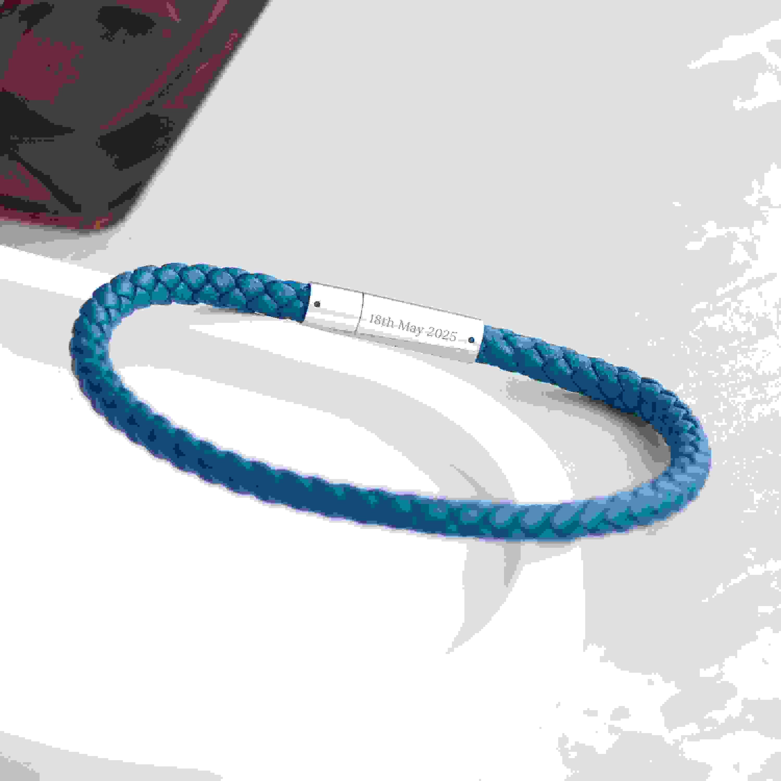 Personalised Men's Travel Compass Capsule Leather Bracelet