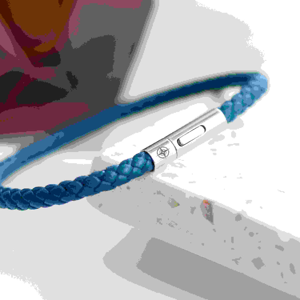 Personalised Men's Travel Compass Capsule Leather Bracelet