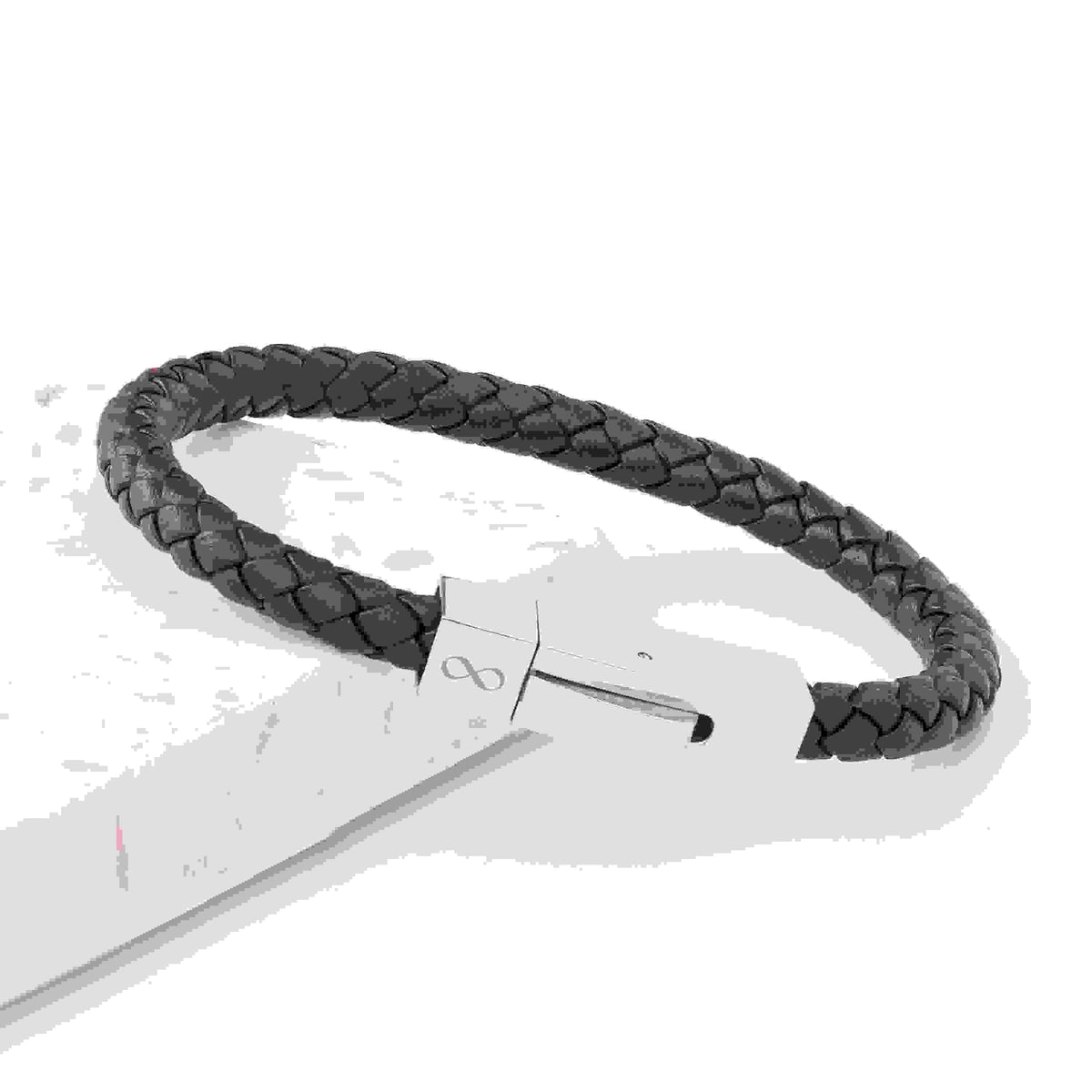 Personalised Men's Leather Infinity Bracelet With Tube Clasp