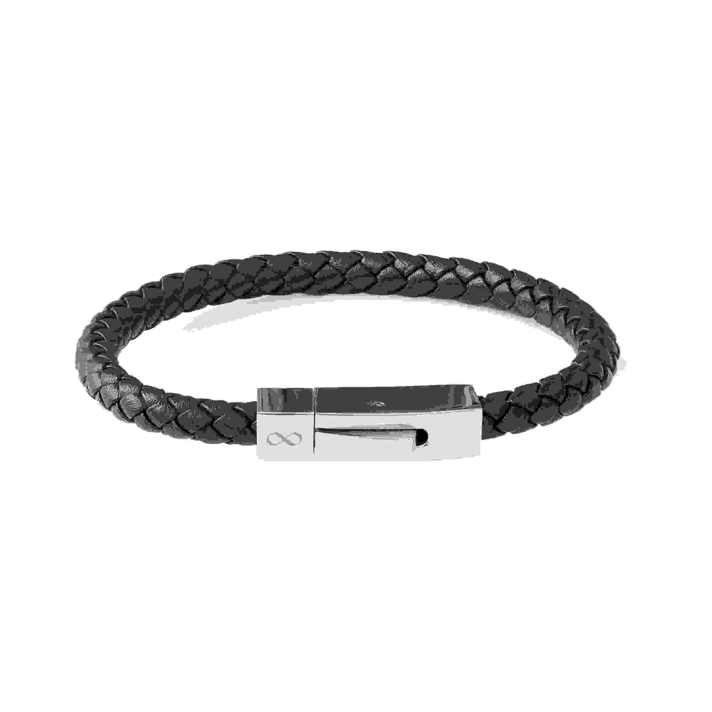 Personalised Men's Leather Infinity Bracelet With Tube Clasp