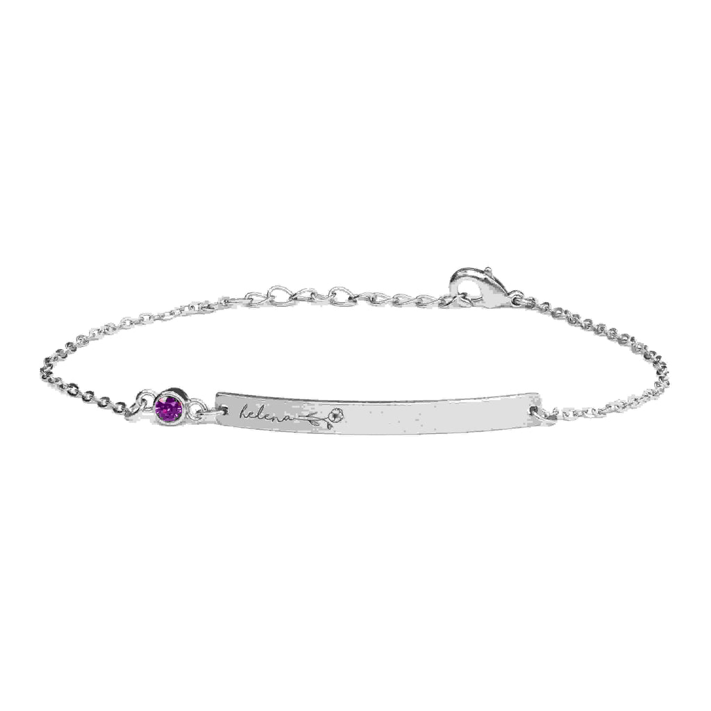 Personalised Silver Birth Flower Swarovski Crystal Bracelet