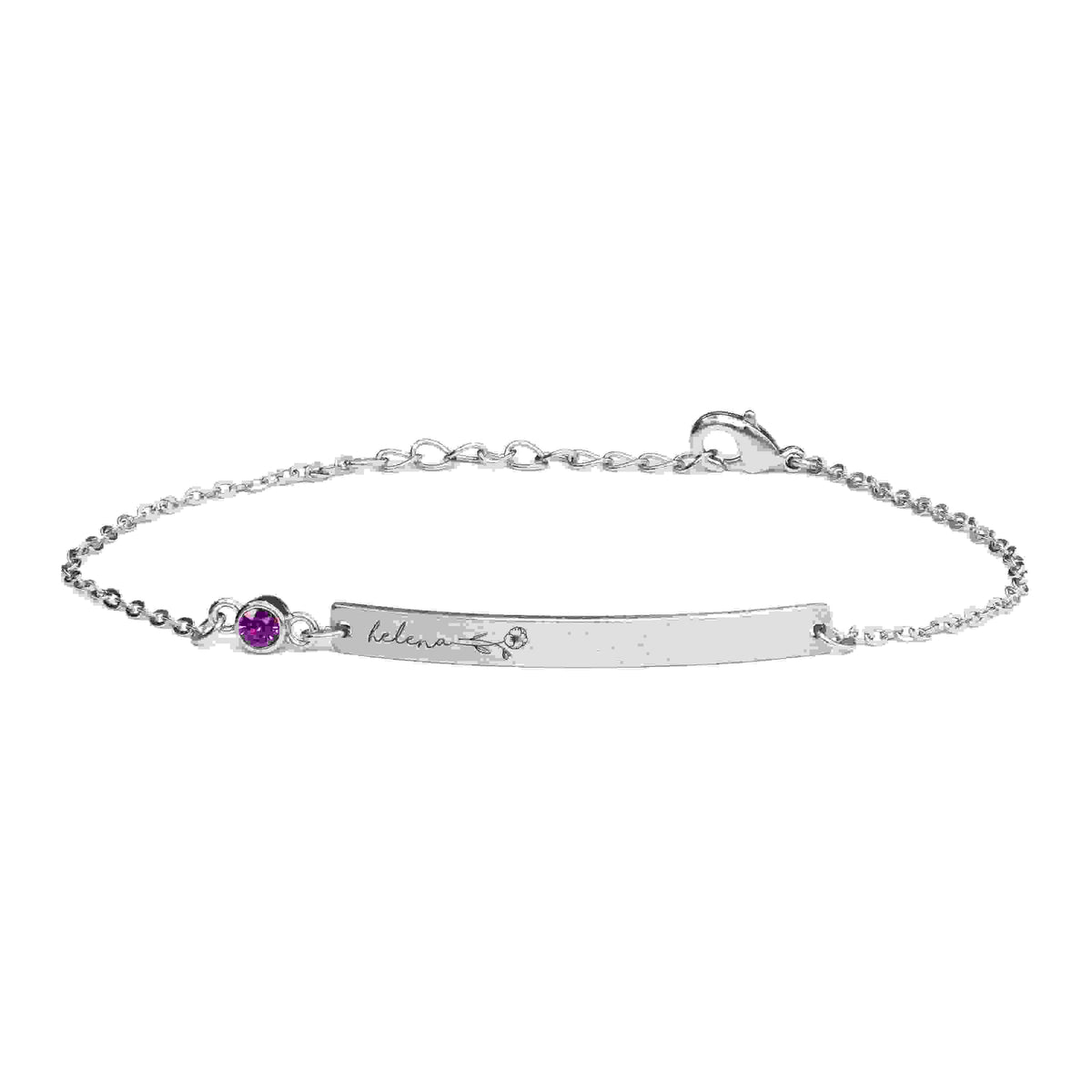 Personalised Silver Birth Flower Swarovski Crystal Bracelet
